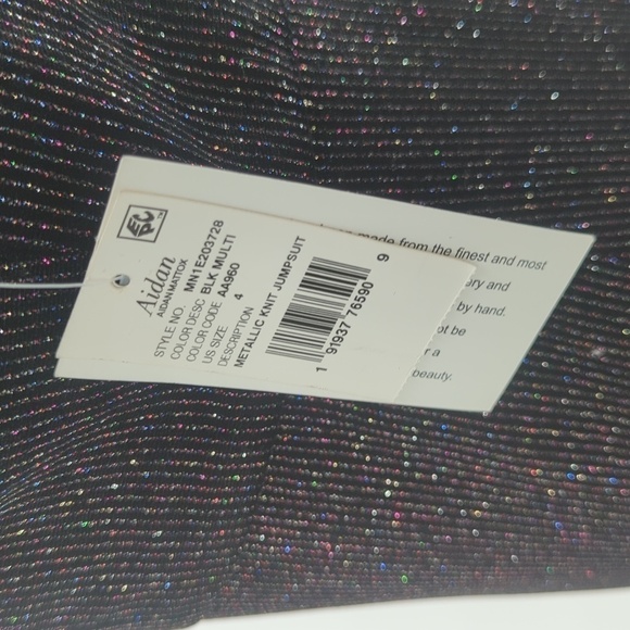 NEW Aidan Sparkle Wide Leg Jumpsuit Black Silver 4 party evening holiday - Picture 5 of 8